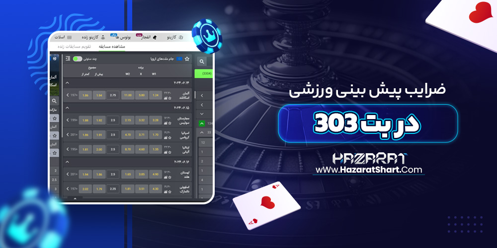 ضرایب پیش بینی ورزشی در Bet303